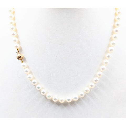 Cultured Pearl Necklace 6.75mm- Pink, Silver in Colour With a High Luster