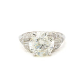 Transitional 3.25 Carat Round Cut Diamond Platinum Ring