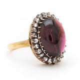 Victorian Cabochon Rhodolite Garnet & Diamond Ring