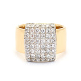 Yellow & White Gold Pavé-Set Diamond Plaque Ring