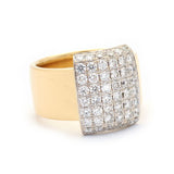 Yellow & White Gold Pavé-Set Diamond Plaque Ring