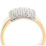 Yellow & White Gold Pavé-Set Diamond Plaque Ring